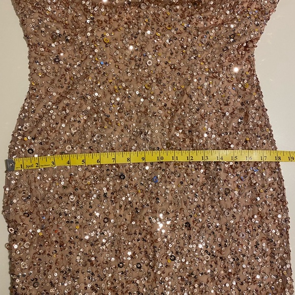 Adrianna Papell Rose Gold Sequin Sheath Dress 10 - Picture 8 of 8
